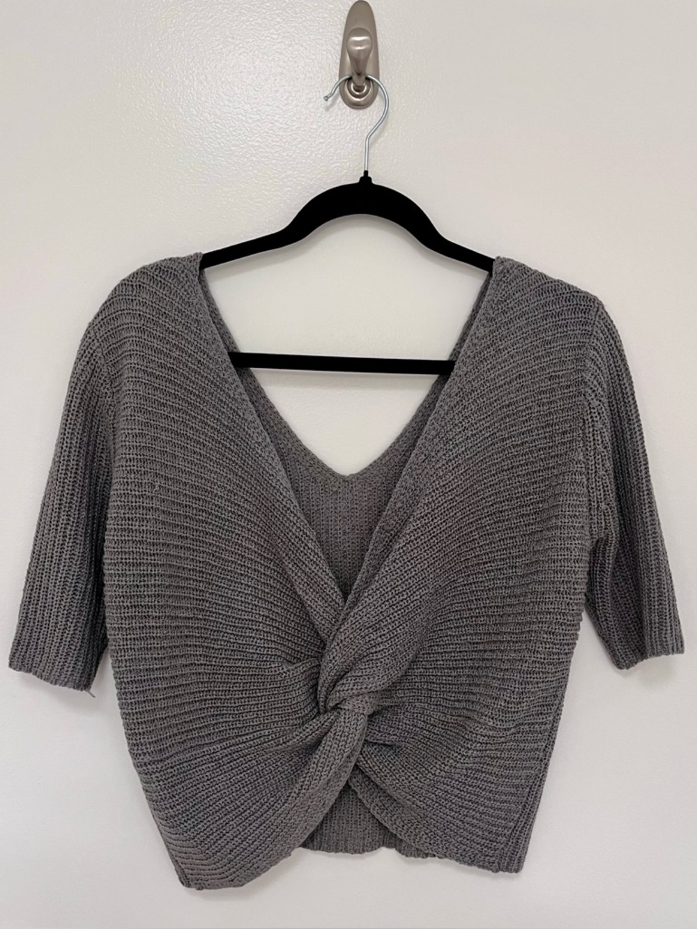 Joe’s Jeans Textured Knit Top  Reversible Design Light Gray Small